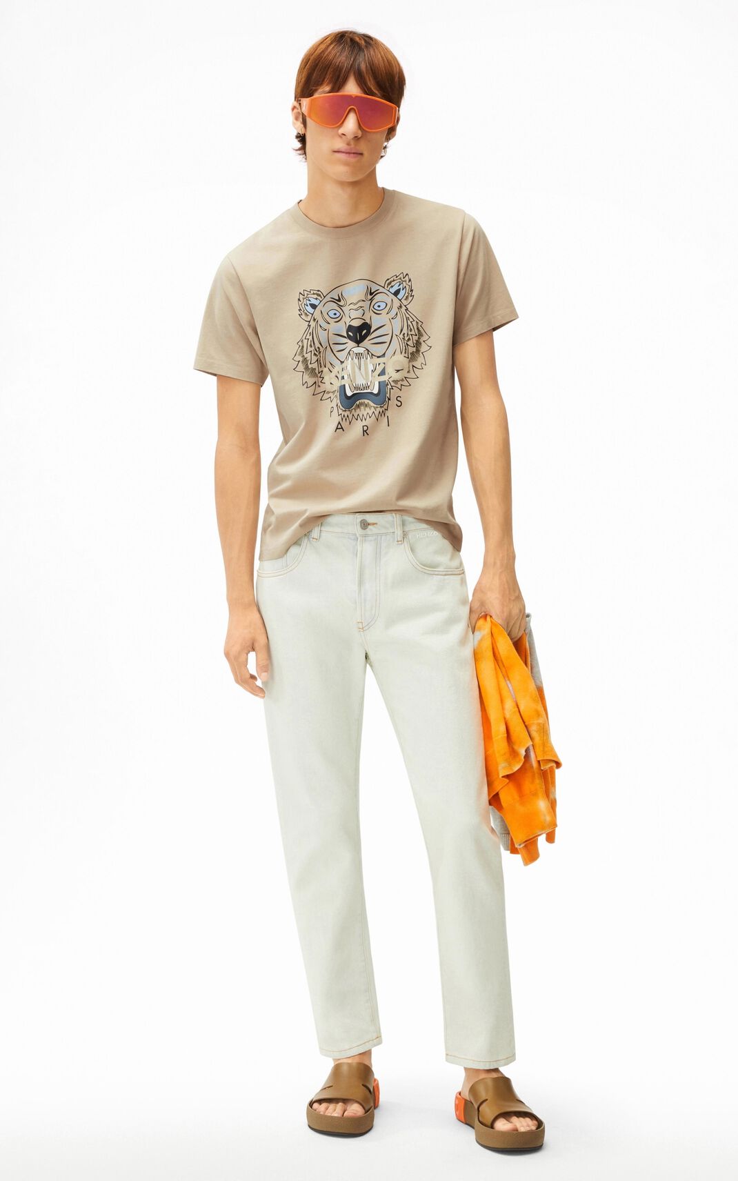 Camisetas Kenzo Tiger Hombre Marrones FQD457102